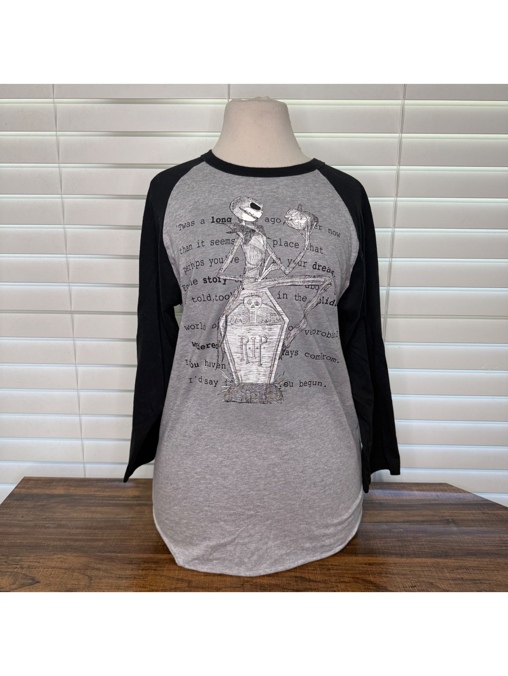 Disney The Nightmare Before Christmas Jack Skellington Raglan Shirt Size M